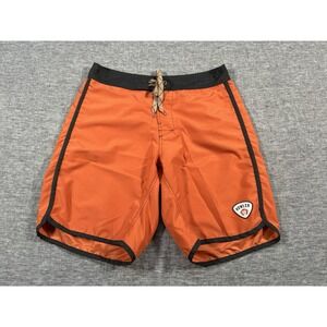 Howler Brothers Board Shorts Mens 32 Orange Black 9" Lace Up Swim Shorts Trunks